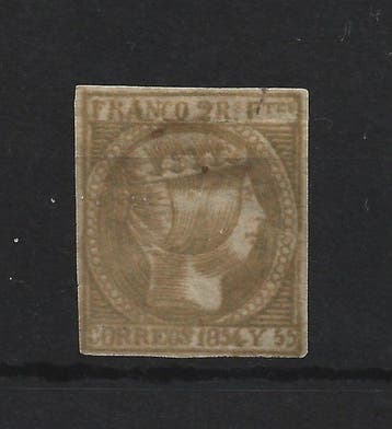 Filipijnen 1854 - 2 reales groen, diverse handtekeningen,, Gestempeld