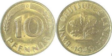 Duitsland 10 Pfennig 1949 G bfr J 378 Bdl, Verzenden