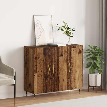vidaXL Dressoir Oudhout 90 x 34 x 80 cm Bewerkt hout, Verzenden, Nieuw, Overige houtsoorten, Minder dan 50 cm