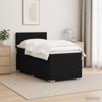 vidaXL Boxspringbed met matras met hoofdeinde Zwart 80 x 200, Verzenden, Nieuw, Eenpersoons, Zwart