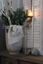 Shabby linnen doek Gewei Merry christmas 30 x 45 cm, Ophalen of Verzenden, Nieuw