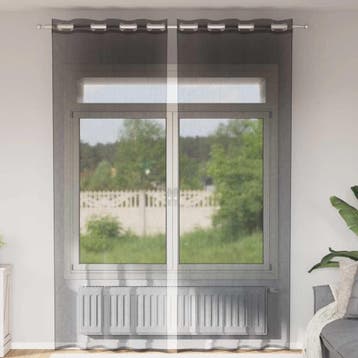 vidaXL Gordijnen voile met doorvoertules 2 st 140x300 cm, Verzenden, Nieuw, Zwart