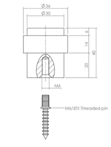 Deurstopper vloermontage 30x40mm getrommeld messing - muu..., Ophalen of Verzenden, Nieuw, Koper of Messing, Overige typen