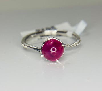 Ring - 18 karaat Witgoud - 2.74ct. tw. Robijn - Diamant -, Nieuw