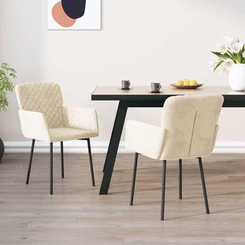 vidaXL Eetkamerstoelen 2 st fluweel crèmekleurig, Huis en Inrichting, Stoelen, Verzenden, Nieuw