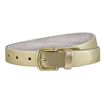 Landley Leren Dames Riem - Leer - 3 cm - Metallic Goud - 85, Kleding | Dames, Riemen en Ceinturen, Overige kleuren, Verzenden