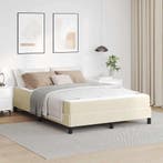vidaXL Bedframe met matras Crème 160 x 200 cm Stof, Huis en Inrichting, Verzenden, Nieuw, Crème, Stof