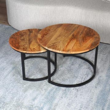 Ronde Salontafels - ophalen/verzenden - op voorraad, Overige houtsoorten, Industrieel en vintage, 50 tot 100 cm, Rond