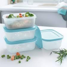 Tupperware set diepvriesdozen 450ml (4) incl. diepvriesgids, Ophalen of Verzenden, Nieuw, Blauw, Bak of Kom