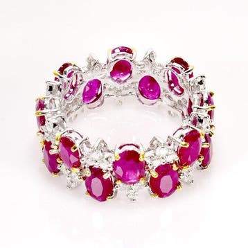 Ring - 18 karaat Witgoud, Geel goud - 7.64ct. tw. Robijn -, Nieuw