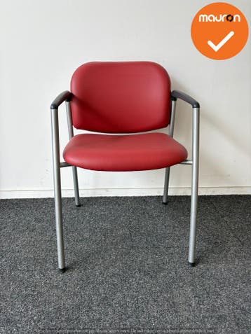 Vergaderstoel - Ahrend 320 - nieuw rood kunstleer - zilvergr, Vergader- of Presentatieruimte, Ophalen of Verzenden, Gebruikt, Stoel