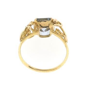 Gouden ring met aquamarijn, Gebruikt, Ophalen of Verzenden, Kleiner dan 17, Met edelsteen