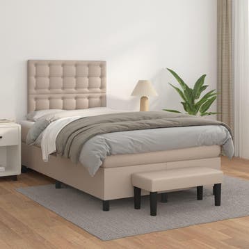 vidaXL Boxspring met matras kunstleer cappuccinokleurig, Overige materialen, Bruin, Verzenden, Nieuw