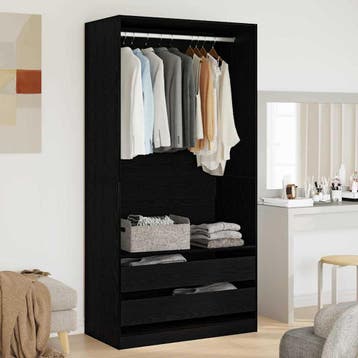 vidaXL Kledingkast Zwart Eiken 100 x 50 x 200 cm Bewerkt, Huis en Inrichting, Verzenden, Nieuw
