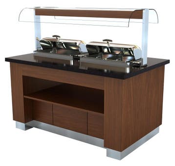COMBISTEEL WARM BUFFET WENGE 1600  MET 2X 1/1 GN CHAFING DIS, Verzenden, Nieuw in verpakking