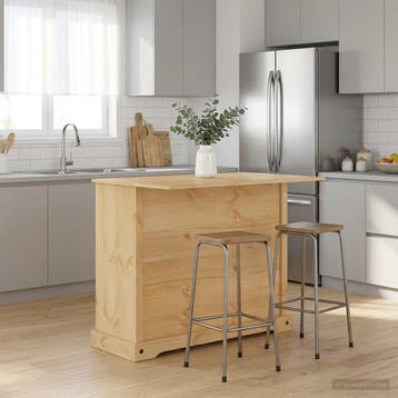 vidaXL Keuken Eiland Set Honing Wax 112 x 70 x 91,5 cm, Verzenden, Nieuw, Bruin