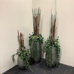 Complete sets van 3 vazen met kunstplant in een stenen vaas, Huis en Inrichting, Kamerplanten, Ophalen of Verzenden