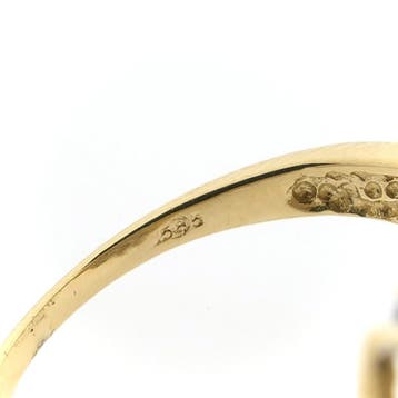 Gouden entourage ring met diamant; 0,68 ct., Sieraden, Tassen en Uiterlijk, Ringen, 18 tot 19, Gebruikt, Overige kleuren, Ophalen of Verzenden