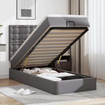 vidaXL Ottoman bed met matras en LEDs 80x200 cm kunstleer, Overige materialen, Eenpersoons, Verzenden, Nieuw