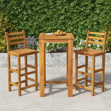 vidaXL 3-delige Tuinbarset massief acaciahout, Verzenden, Nieuw, Hardhout, 2 zitplaatsen