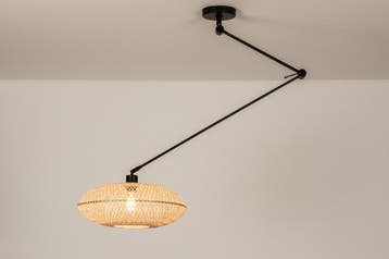 Rietveld Hanglampen - Bruin, Naturel - Metaal, Rotan, Huis en Inrichting, Verzenden, Nieuw