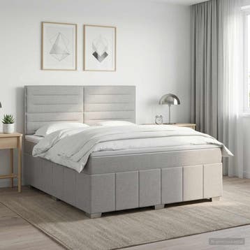 vidaXL Boxspringbed met matras Lichtgrijs 140 x 190 cm Stof, Verzenden, Nieuw, Tweepersoons