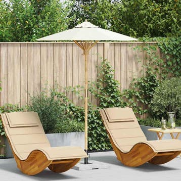 Bamboe Parasol Creme | Tweedekansje | OP=OP, Ophalen of Verzenden, Zo goed als nieuw, 1 tot 2 meter, Stokparasol
