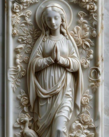 CREATIVE_HUB - Delicate porcelain praing Madonna relief