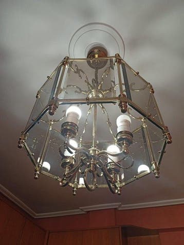 Plafondlamp - gerookt met afgeschuinde rand - Lantaarnlamp, Antiek en Kunst