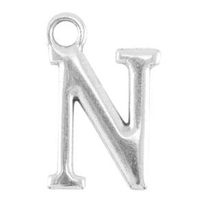 DQ bedel Letter N - Antiek Zilver 15,5 x 9,5 mm oogje: va..., Ophalen of Verzenden, Nieuw, Bedel