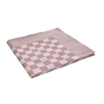 Theedoeken Beige en Wit Geblokt 65x65cm 100% Katoen - Treb W, Verzenden, Nieuw, Overige kleuren, Theedoek of Handdoek