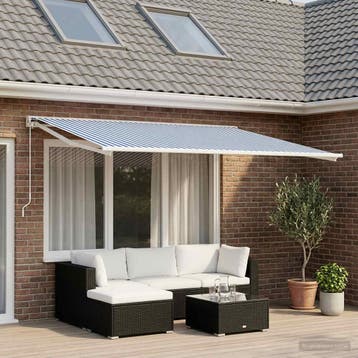 vidaXL Vervangingsdoek voor zonnescherm Blauw en Wit 250 x, Verzenden, Nieuw