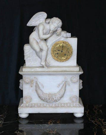 Pendule - Albast, Messing - 1800-1850 - Kloksculptuur, Antiek en Kunst