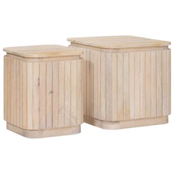 vidaXL Handgemaakte Bijzettafel Set 2 st Wit 45 x 45 x 45 cm, Huis en Inrichting, Tafels | Bijzettafels, Verzenden, Nieuw, Minder dan 45 cm