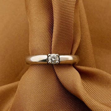 Witgouden solitairring met diamant; 0,08 ct., Gebruikt, Ophalen of Verzenden, 17 tot 18, Met edelsteen