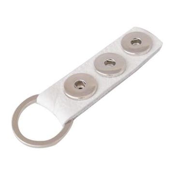 Fako Bijoux - Sleutelhanger - Leder - Click Buttons - Wit, Verzenden, Nieuw