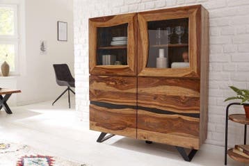 Massief dressoir AMAZONAS 140cm bruine sheeshamhouten, Ophalen of Verzenden, Nieuw