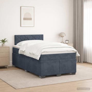 vidaXL Boxspring Bed met Matras en LED Donkergrijs 120 x 190, Verzenden, Nieuw, Twijfelaar, Stof