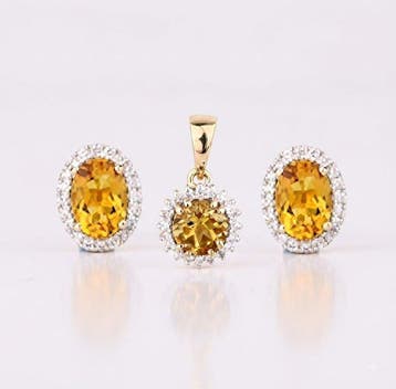 2-delige sieradenset - 14 karaat Geel goud - 2.21ct. tw.