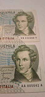 Italië. - 2 x 5.000 Lire Bellini inclusa tripla AA...A -, Postzegels en Munten, Bankbiljetten | Europa | Niet-Eurobiljetten