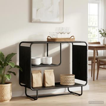 vidaXL Dressoir Zwart eiken 80 x 37.5 x 64.5 cm Bewerkt hout, Huis en Inrichting, Verzenden, Nieuw, Overige houtsoorten, Minder dan 50 cm