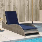 vidaXL Ligbed met kussen grijs 60x205x73 cm poly rattan, Tuin en Terras, Ligbedden, Verzenden, Nieuw