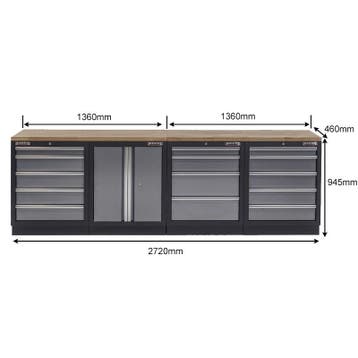 Werkbank set met hardhouten werkblad, gereedschapskast - 14, Ophalen of Verzenden, Nieuw