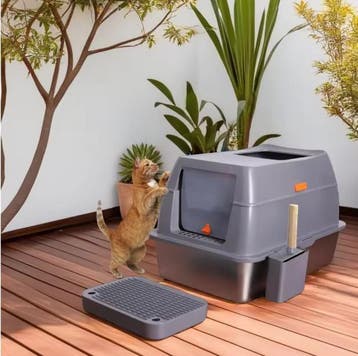Roestvrijstalen Kattenbak – Ingesloten XL Toilet met Deksel, Dieren en Toebehoren, Verzenden, Nieuw