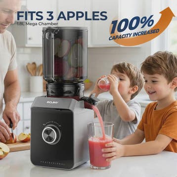 ROUNY Slowjuicer - Filter-vrij, 130mm Brede Vulopening, Makk, Verzenden, Nieuw