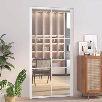 vidaXL Binnendeur 102,5x201,5 cm ESG-glas en aluminium wit, Verzenden, Nieuw