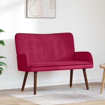 vidaXL 2-Zits Sofa Wijnrood 115 x 61 x 87 cm Fluweel (V), Verzenden, Minder dan 150 cm, Stof, Nieuw