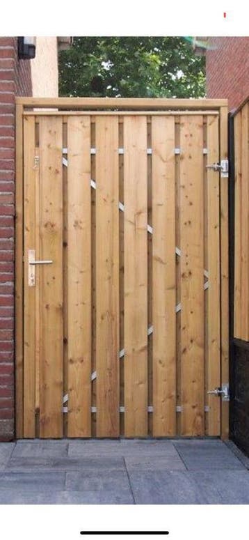 Tuinpoort (en) op stalen frame in elke maat leverbaar, Nieuw, Hout, Draaipoort