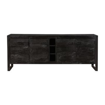 Dressoir Mangohout Kelvin 200 Zwart, Verzenden, Nieuw, Overige houtsoorten, Industriële meubels