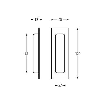 Intersteel Schuifdeurkom rechthoek 120x40mm blind - RVS, Doe-het-zelf en Verbouw, Hang- en Sluitwerk, Verzenden, Nieuw